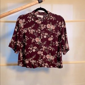 Floral button down crop top